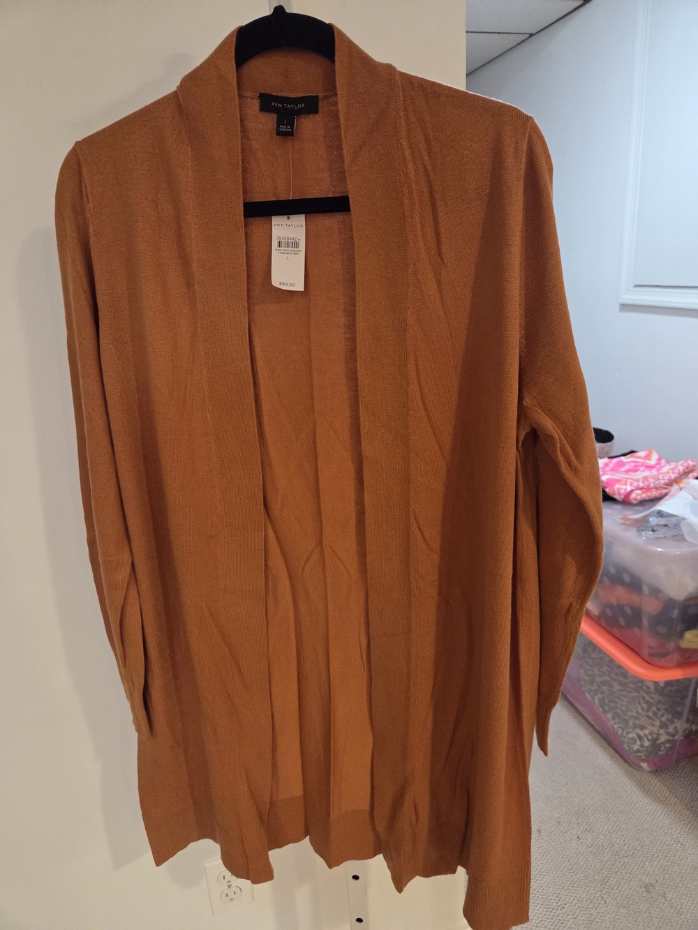 Ann Taylor Open-Front Rust/Copper Knit Cardigan